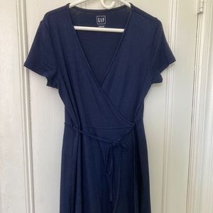 Gap navy jersey wrap dress with short sleeves